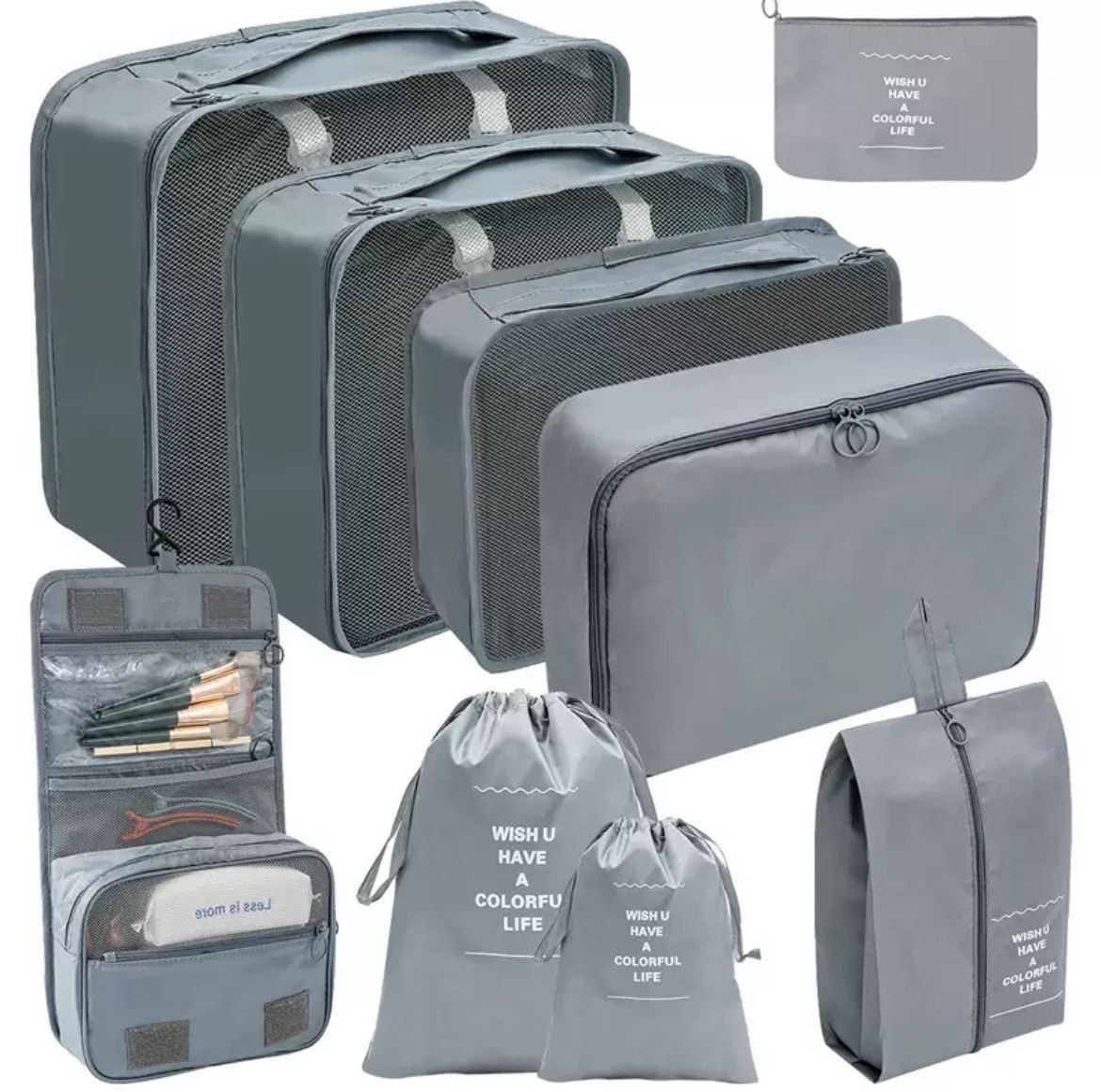 9pcs Luggage Travel Organizers /packing tubes For Suitcase