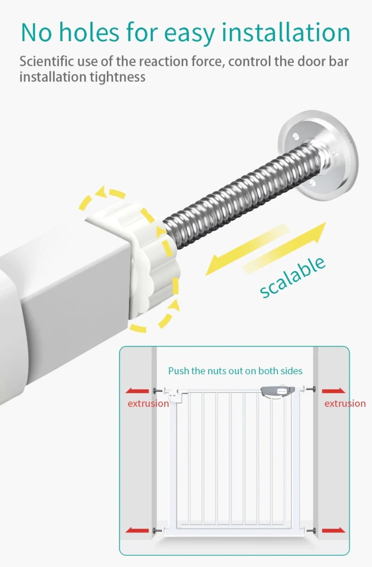 No-Drill Extendable Safety Gate for Babies and Pets – Adjustable Doorway and Stair Barrier, Easy Installation, Durable Childproof Fence - Image 5