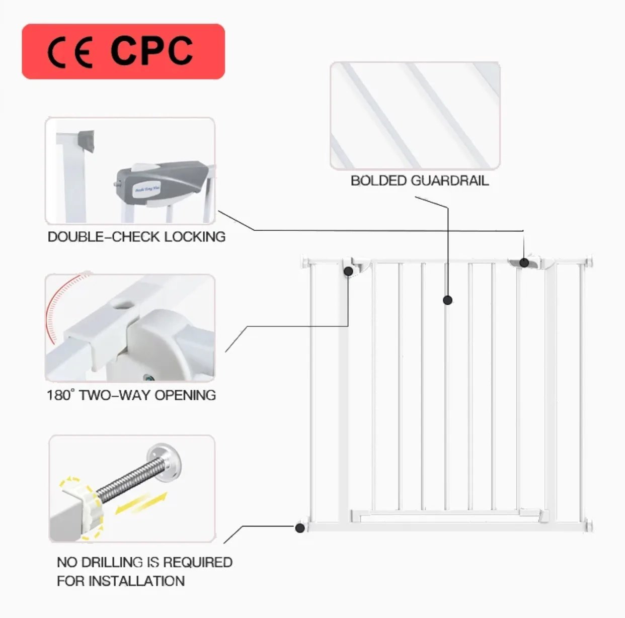 No-Drill Extendable Safety Gate for Babies and Pets – Adjustable Doorway and Stair Barrier, Easy Installation, Durable Childproof Fence - Image 4
